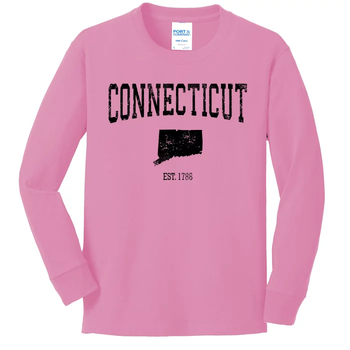 Connecticut Vintage Sports Design Ct Kids Long Sleeve Shirt