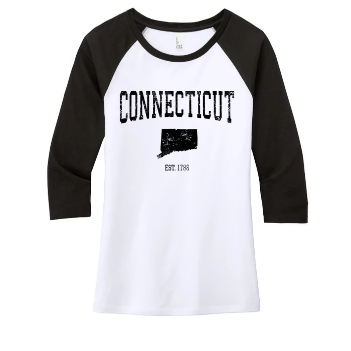 Connecticut Vintage Sports Design Ct Women's Tri-Blend 3/4-Sleeve Raglan Shirt