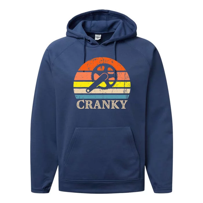 Cranky Vintage Sun Bicycle Lovers Cycling Bike Performance Fleece Hoodie