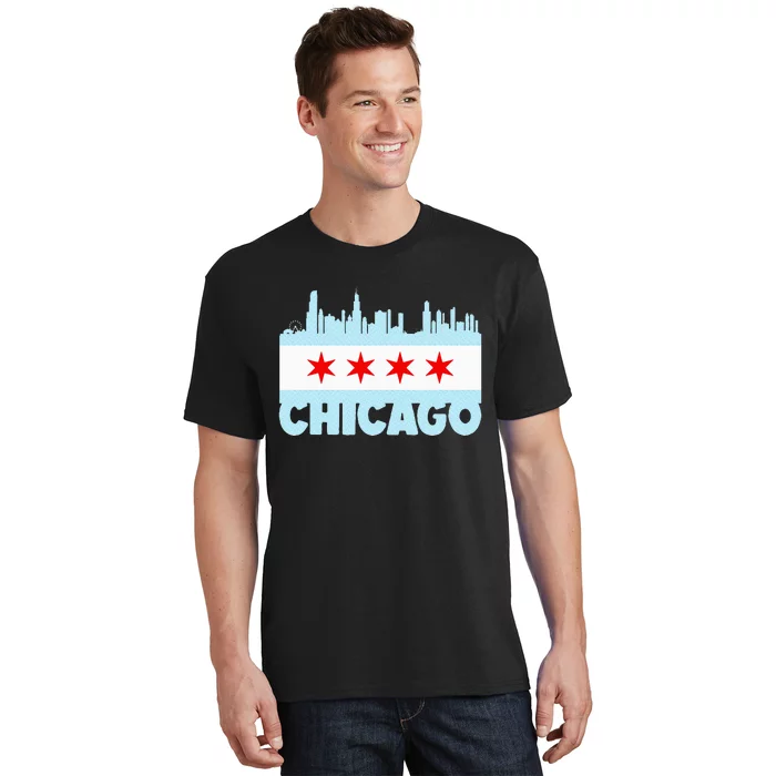 Chicago Vintage Skyline Patriotic Illinois T-Shirt