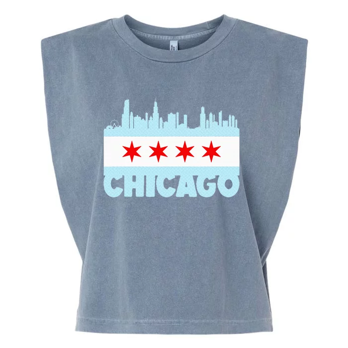 Chicago Vintage Skyline Patriotic Illinois Garment-Dyed Women's Muscle Tee