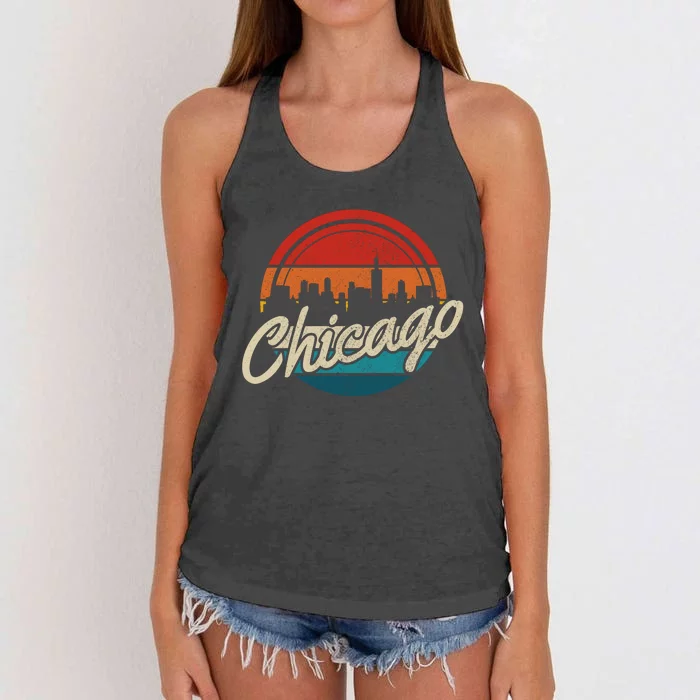 Chicago Vintage Skyline Retro Illinois Pride Gift Women's Knotted Racerback Tank