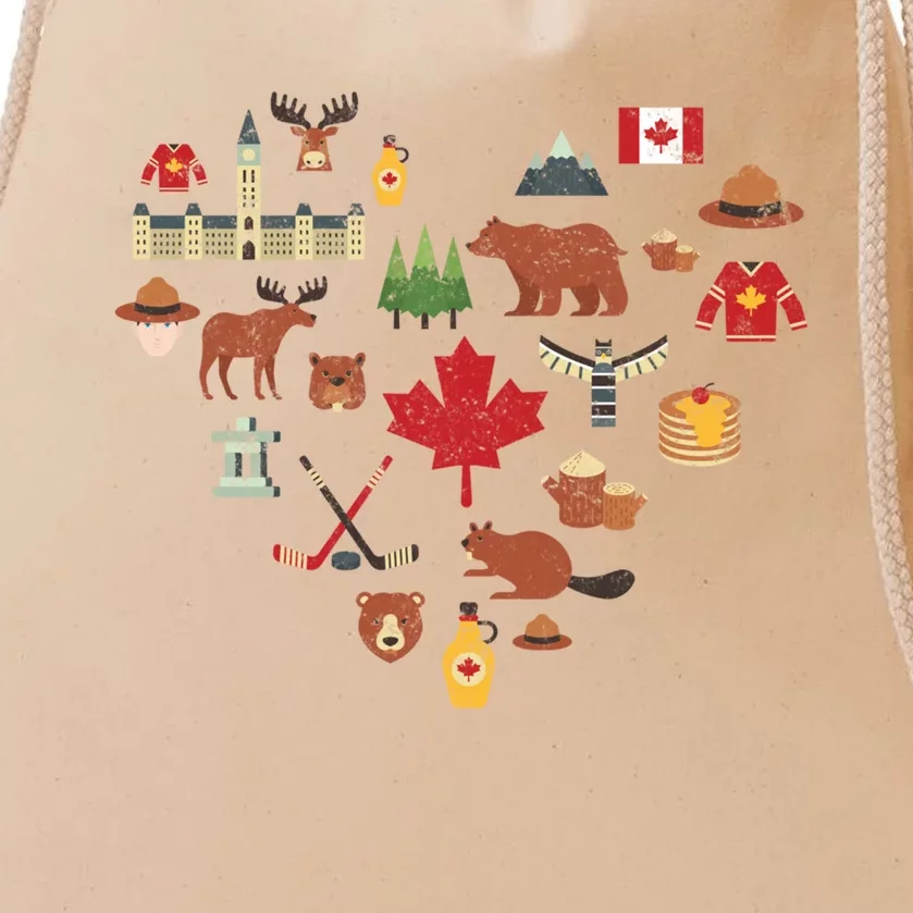 Canadian Vintage Symbols Canada Flag Maple Leaf Rcmp Cute Gift Drawstring Bag