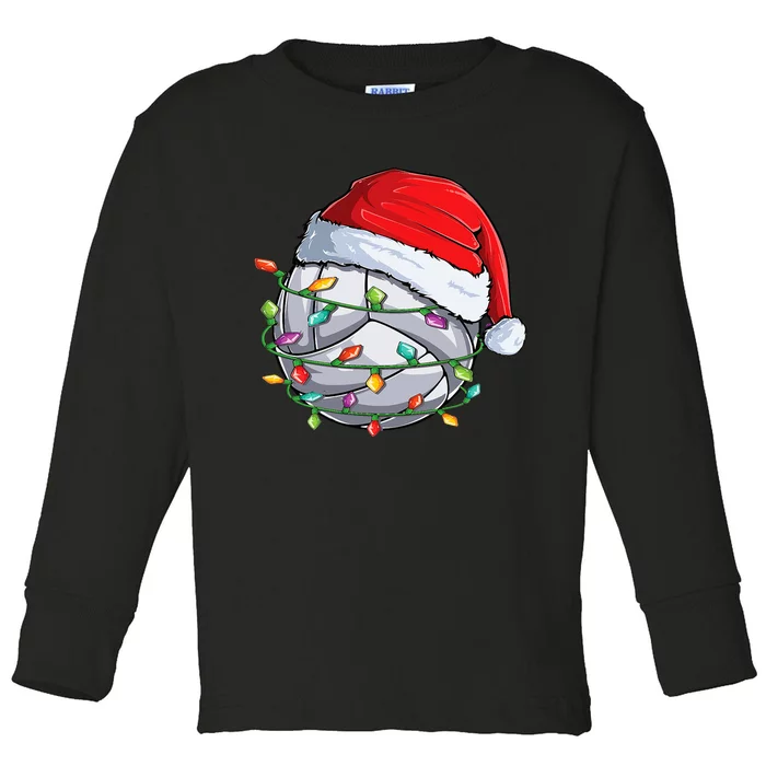 Christmas Volleyball Santa Hat Funny Xmas Pajama Toddler Long Sleeve Shirt