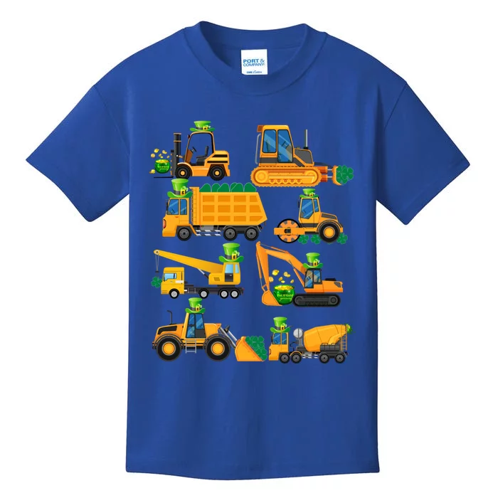 Construction Vehicle St Patricks Day Shamrock Funny Truck Cool Gift Kids T-Shirt