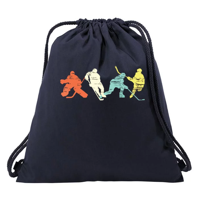 Classic Vintage Style Ice Hockey Drawstring Bag