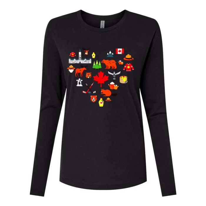 Canadian Vintage Symbols Canada Flag Maple Leaf Rcmp Womens Cotton Relaxed Long Sleeve T-Shirt