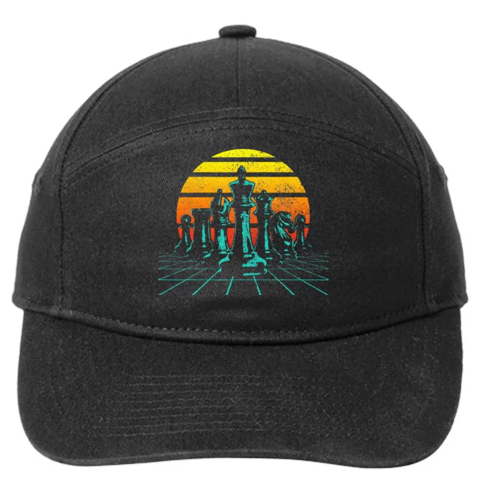 Chess Vintage Sunset Retro Chess Player 7-Panel Snapback Hat