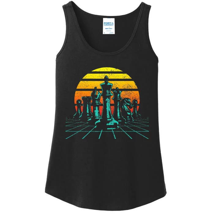 Chess Vintage Sunset Retro Chess Player Ladies Essential Tank