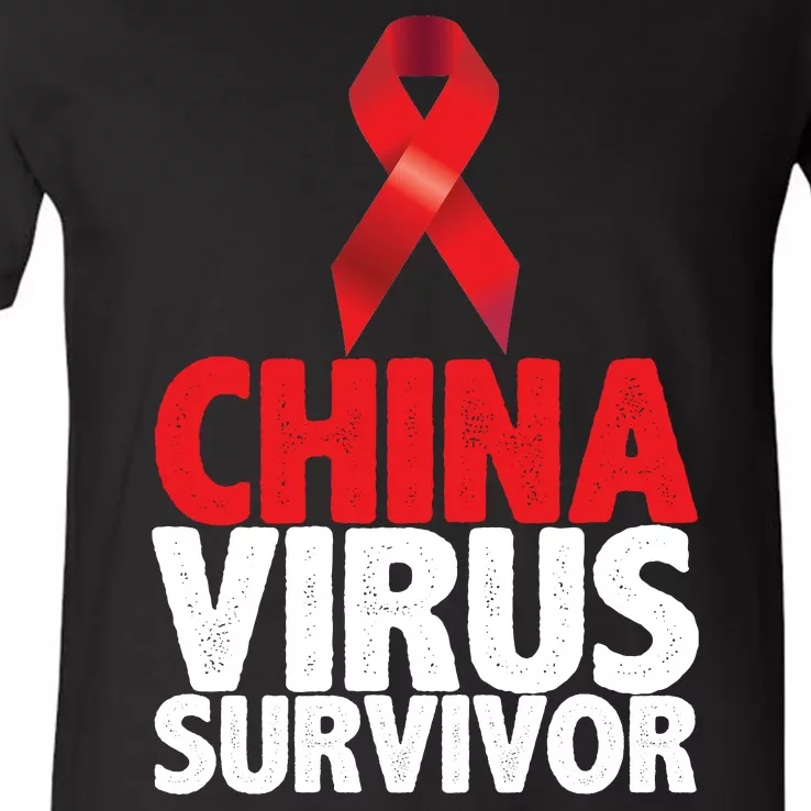 China Virus Survivor V-Neck T-Shirt