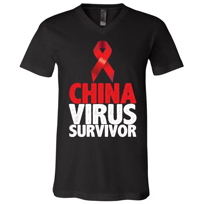 China Virus Survivor V-Neck T-Shirt