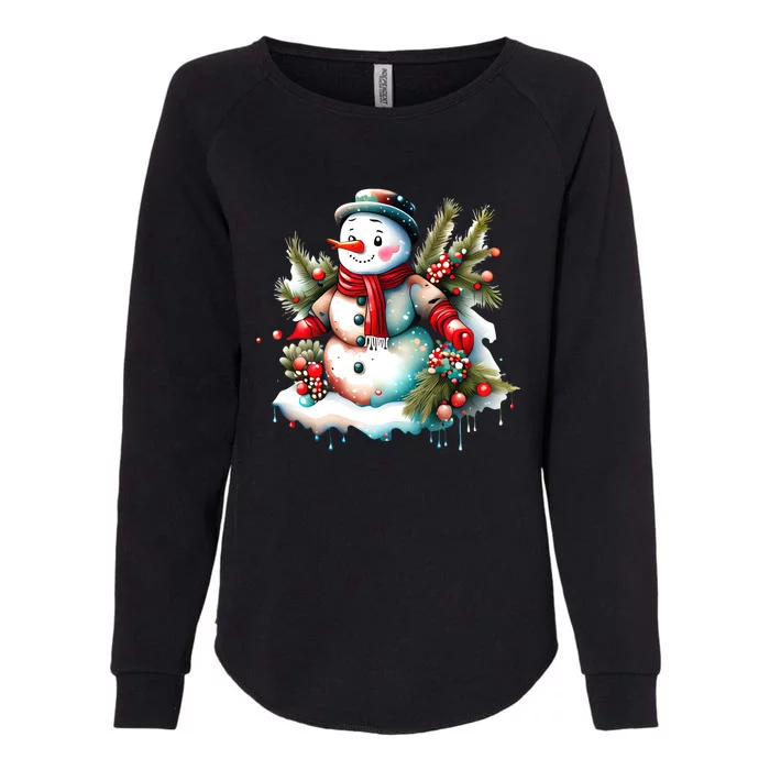 Christmas Vintage Snowman Womens California Wash Sweatshirt