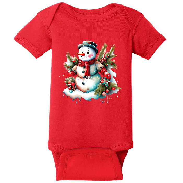 Christmas Vintage Snowman Baby Bodysuit