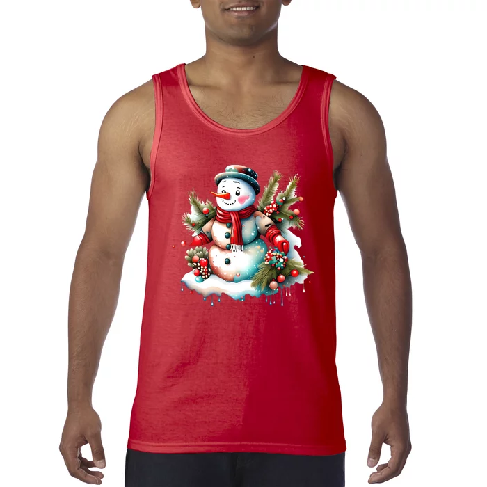 Christmas Vintage Snowman Tank Top