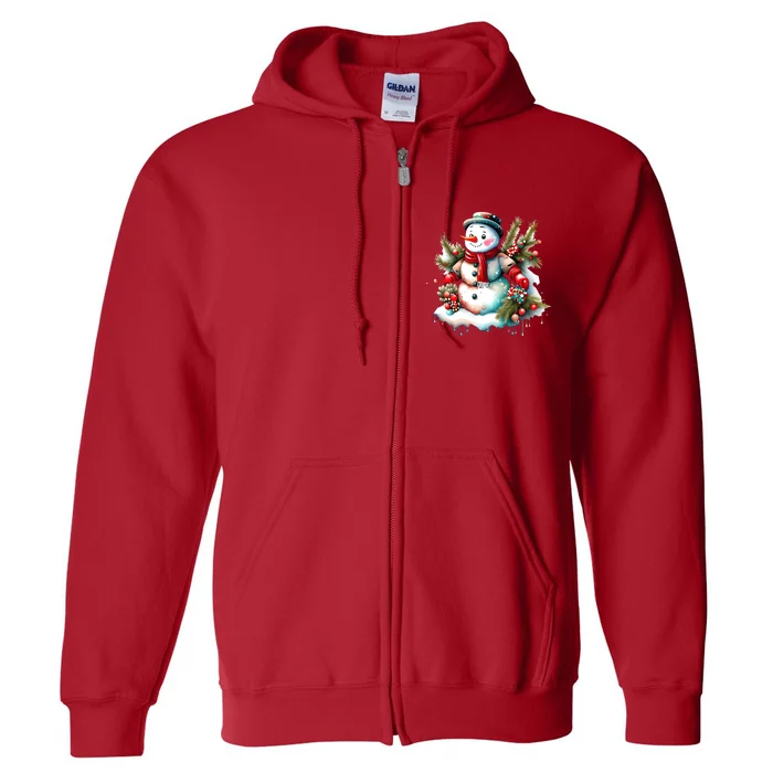 Christmas Vintage Snowman Full Zip Hoodie