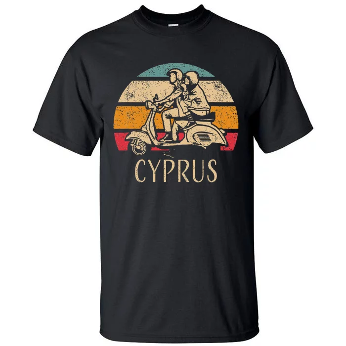 Cyprus Vintage Scooter Retro Sunset Distressed Design Tall T-Shirt