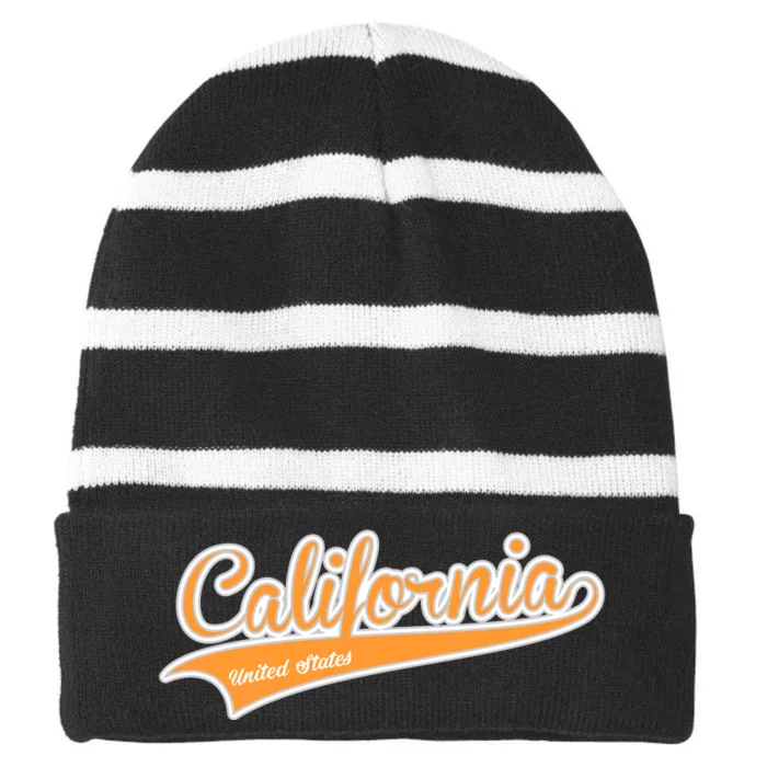 California Varsity Style Striped Beanie with Solid Band