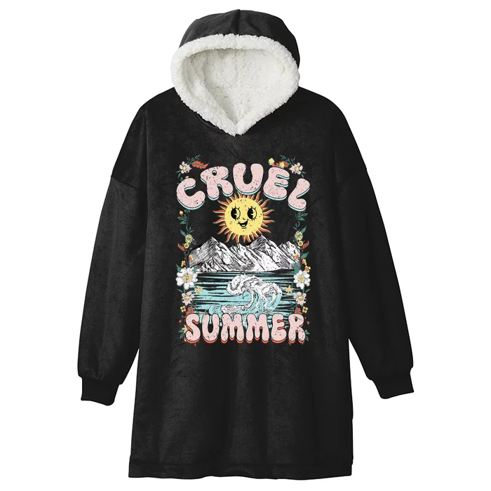 Cruel Vibes Summer Vintage Sunshine Ocean Wave Beach Lover Hooded Wearable Blanket