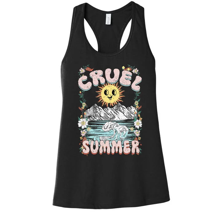 Cruel Vibes Summer Vintage Sunshine Ocean Wave Beach Lover Women's Racerback Tank