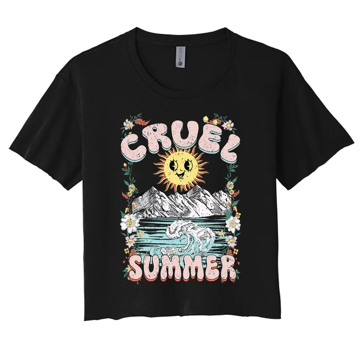 Cruel Vibes Summer Vintage Sunshine Ocean Wave Beach Lover Women's Crop Top Tee