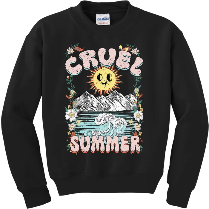 Cruel Vibes Summer Vintage Sunshine Ocean Wave Beach Lover Kids Sweatshirt