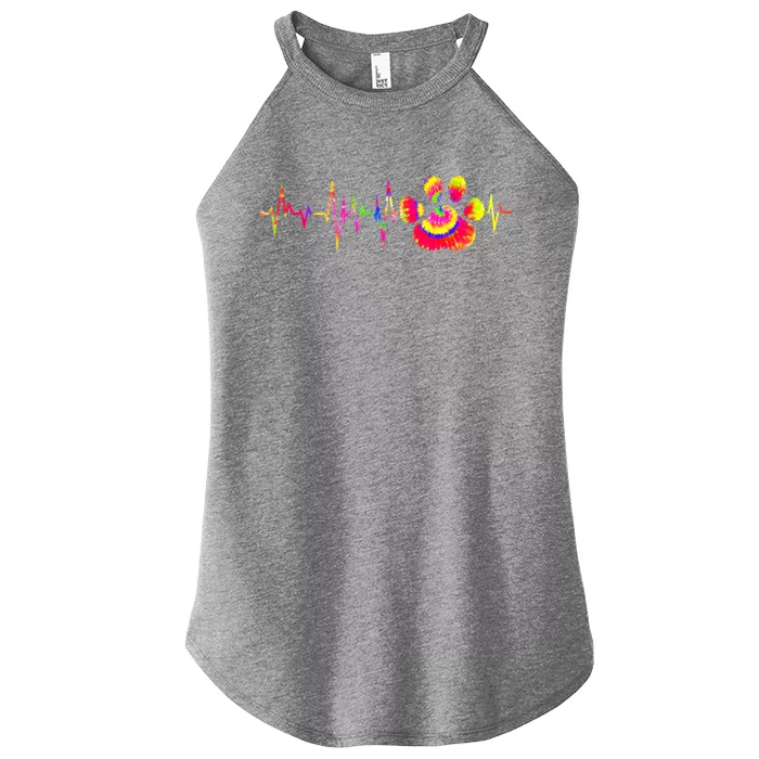 Cute Veterinarian Tie Dye Paw Print Heartbeat Vet Tech Cool Gift Women’s Perfect Tri Rocker Tank