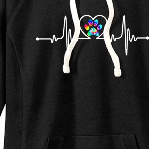 Cute Veterinarian Tie Dye Paw Print Heartbeat Vet Tech Gift Women's Fleece Hoodie