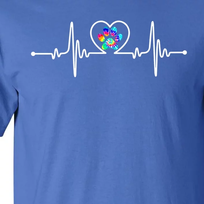 Cute Veterinarian Tie Dye Paw Print Heartbeat Vet Tech Gift Tall T-Shirt