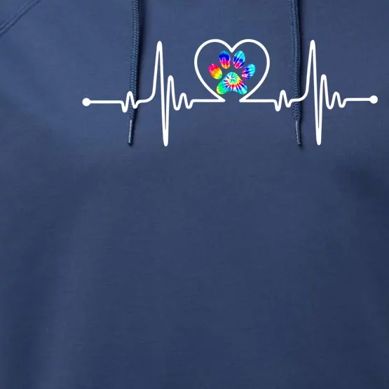 Cute Veterinarian Tie Dye Paw Print Heartbeat Vet Tech Gift Performance Fleece Hoodie