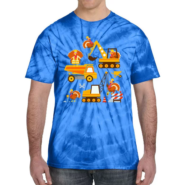 Construction Vehicle Thanksgiving Truck Turkey Tie-Dye T-Shirt