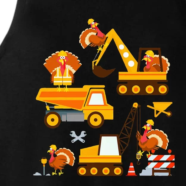 Construction Vehicle Thanksgiving Truck Turkey Ladies Tri-Blend Wicking Tank