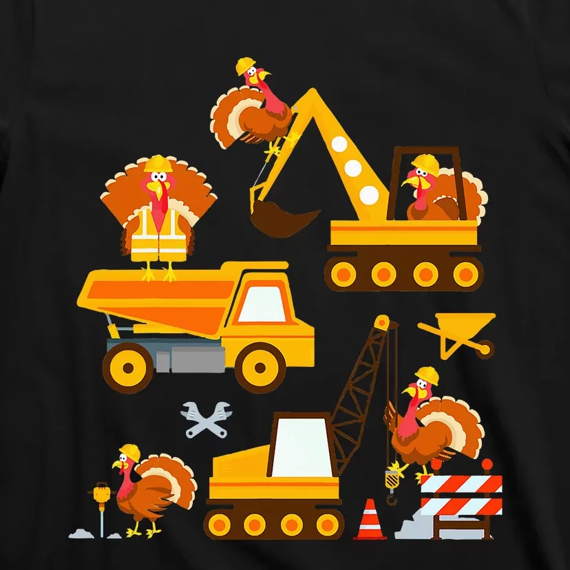 Construction Vehicle Thanksgiving Truck Turkey T-Shirt