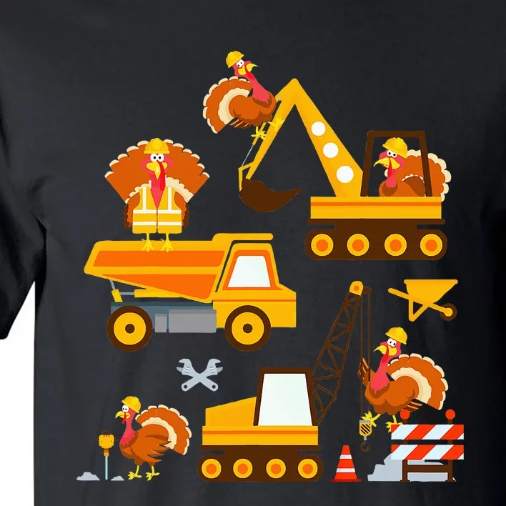 Construction Vehicle Thanksgiving Truck Turkey Tall T-Shirt