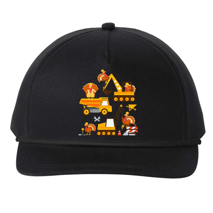 Construction Vehicle Thanksgiving Truck Turkey Snapback Five-Panel Rope Hat