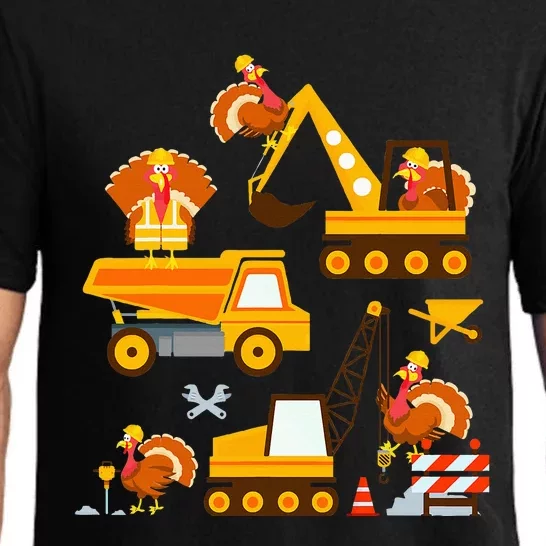 Construction Vehicle Thanksgiving Truck Turkey Pajama Set