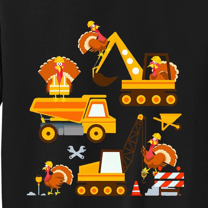 Construction Vehicle Thanksgiving Truck Turkey Tall Sweatshirt