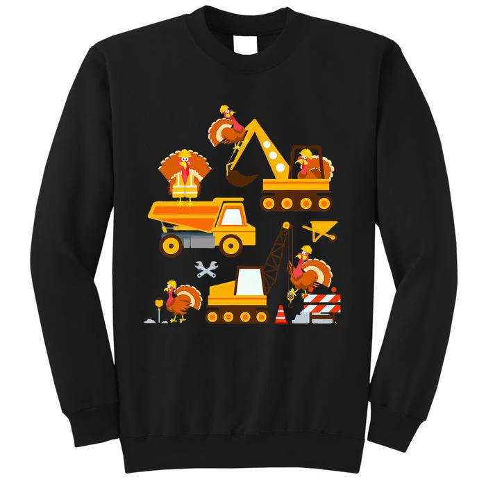 Construction Vehicle Thanksgiving Truck Turkey Tall Sweatshirt