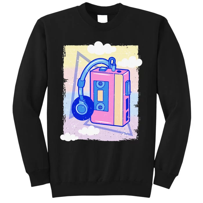 Cassette Vaporwave Tape Retro Vintage 70's 80's 90's Music Tall Sweatshirt