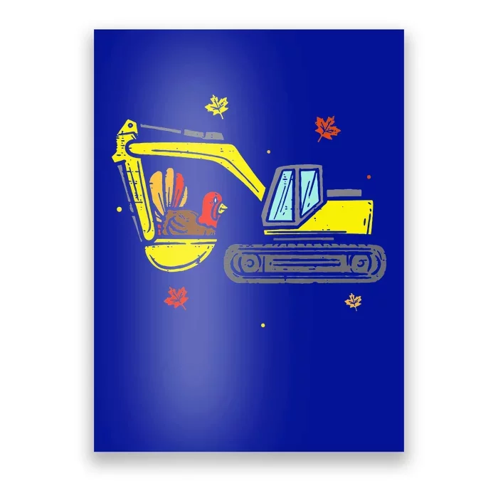 Construction Vehicle Thanksgiving Truck Turkey Poster