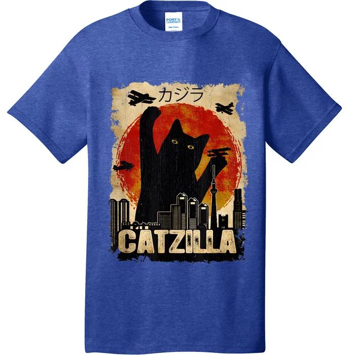 Catzilla Vintage Tee Funny Kitten And Cat Art Japanese Sunset T-Shirt