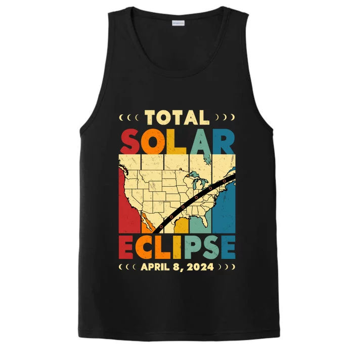 Cool Vintage Total Solar Eclips Usa Map April 2024 Performance Tank