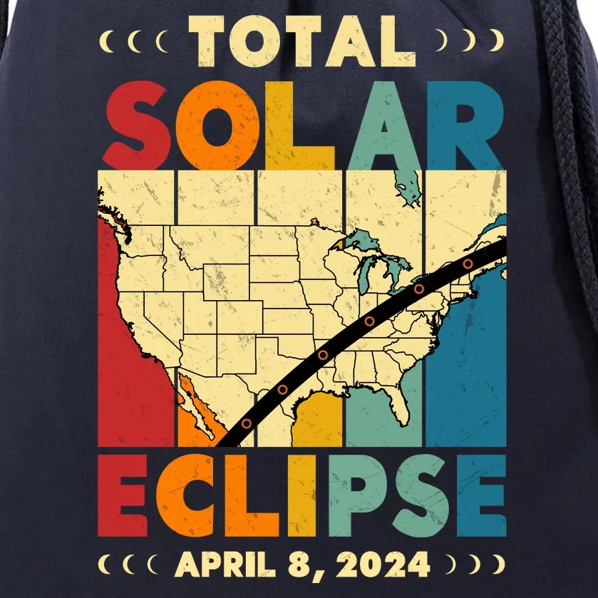 Cool Vintage Total Solar Eclips Usa Map April 2024 Drawstring Bag