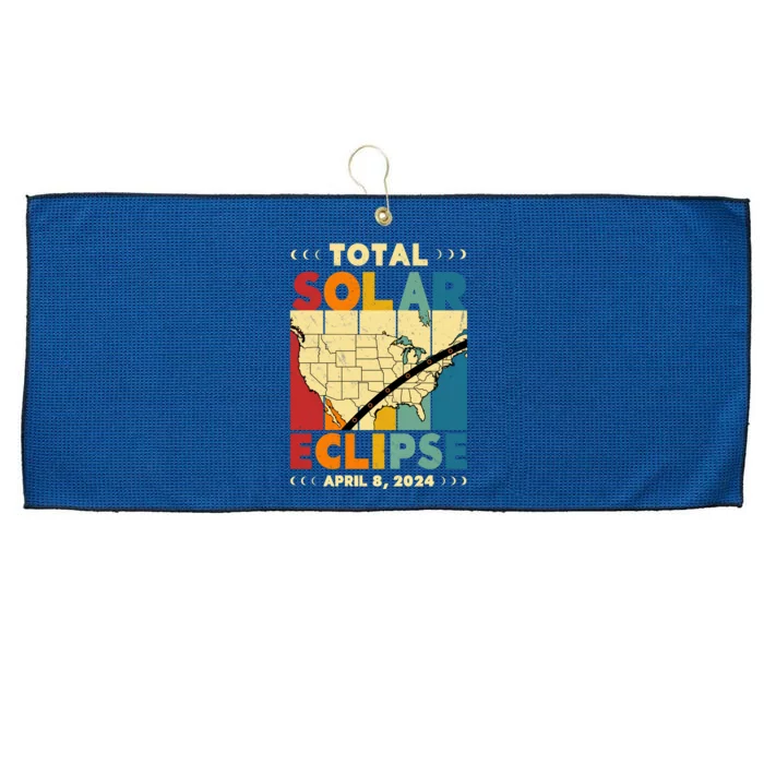 Cool Vintage Total Solar Eclips Usa Map April 2024 Large Microfiber Waffle Golf Towel