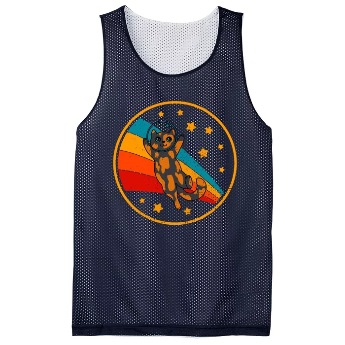 Cute Vintage Tortoiseshell Cat Retro Space Cat Mesh Reversible Basketball Jersey Tank