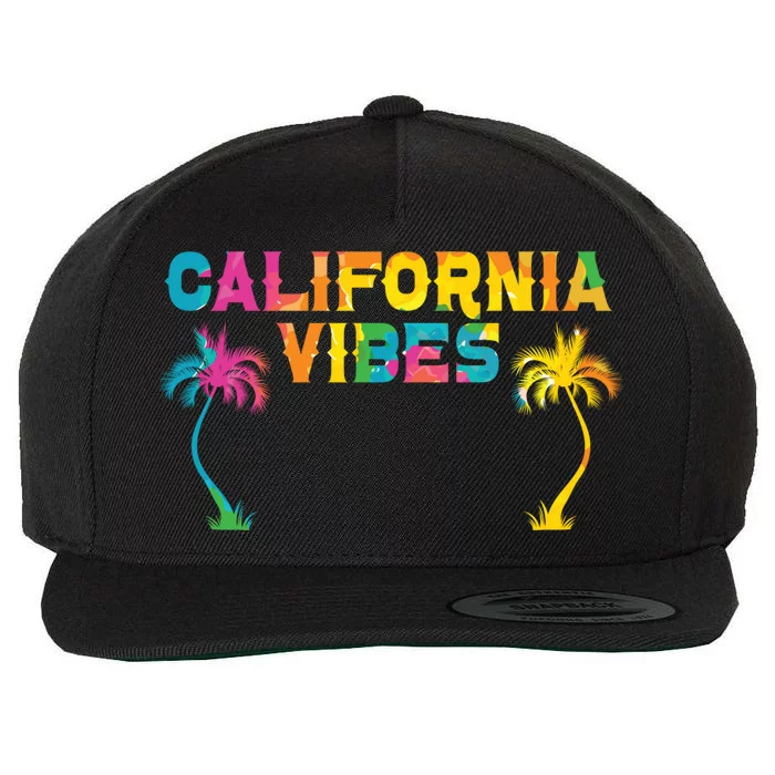 California Vibes Usa America American Californian Funny Gift Wool Snapback Cap