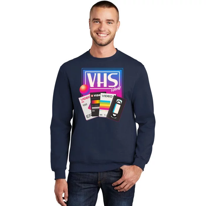 Cool Vintage VHS World Movie Tapes Tall Sweatshirt