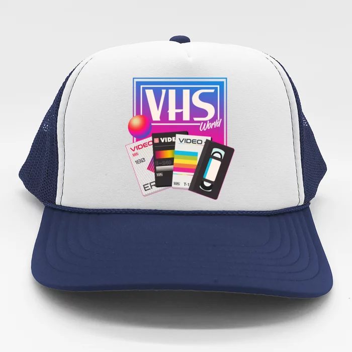 TeeShirtPalace | Cool Vintage VHS World Movie Tapes Trucker Hat