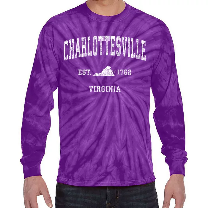 Charlottesville Virginia Va Vintage Athletic Sports Tie-Dye Long Sleeve Shirt