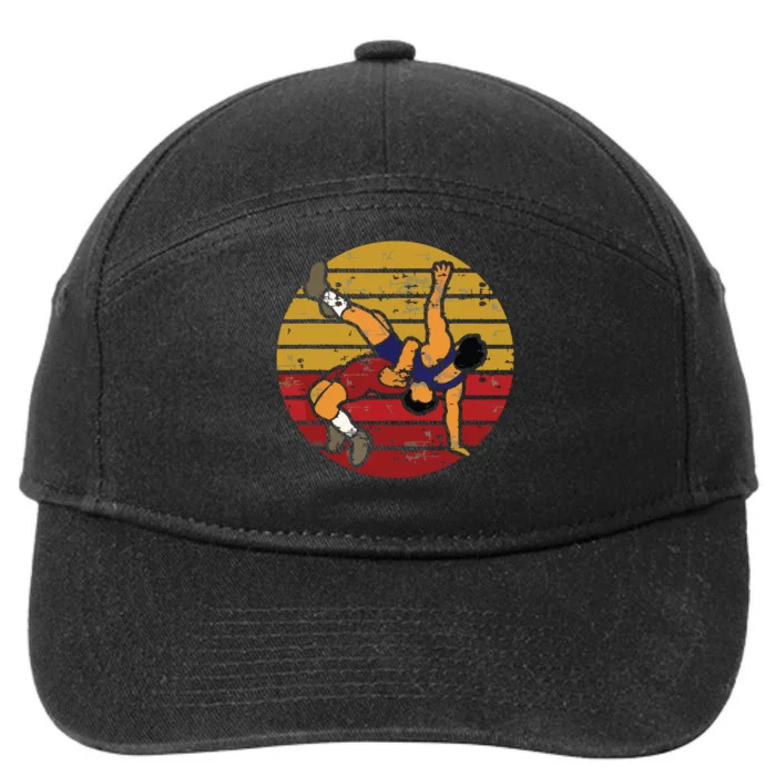 Cool Vintage Wrestling Sun Takedown Sport Wrestler Gift 7-Panel Snapback Hat