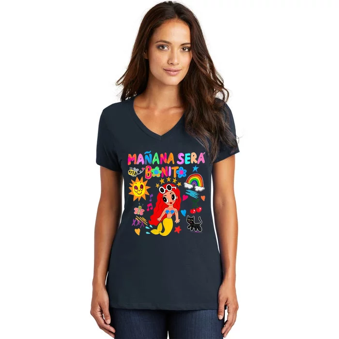 Colorful Vintage Women Karols Manana G Sera Bonitos Lover Women's V-Neck T-Shirt